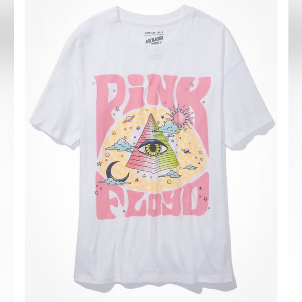 American Eagle Outfitters White Band Tee Pink Floyd 100% Cotton Size XS/S